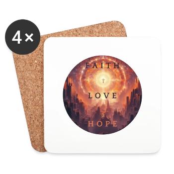 Faith Love Hope – Glaube Liebe Hoffnung - Coasters (set of 4) - white - Front