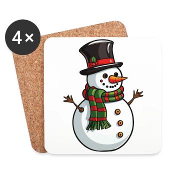 Schneemann Winter Weihnachten Schnee - Untersetzer (4er-Set) - Weiß - Vorne
