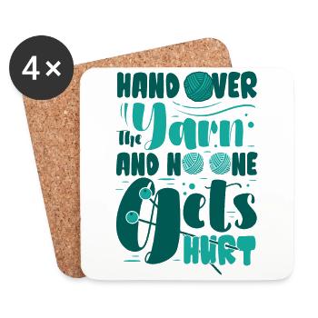 Hand over the yarn and no one gets hurt - Untersetzer (4er-Set) - Weiß - Vorne