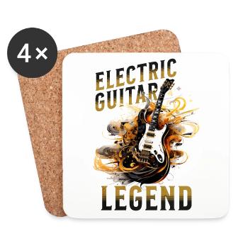 Guitare électrique, Légende, Guitariste, Musique, Instrument, Rock - Dessous de verre (lot de 4) - blanc - Devant
