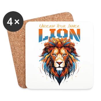 Lion Colorful Lion Head Colorful Predator Art - Coasters (set of 4) - white - Front