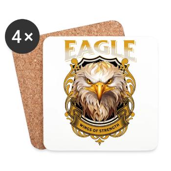 eagle, eagle head, bird of prey, bird of prey, animal, nature - Coasters (set of 4) - white - Front