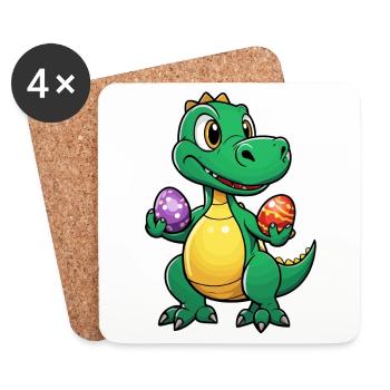 Oeufs de Pâques dinosaures Pâques - Dessous de verre (lot de 4) - blanc - Devant
