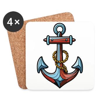 Anker Symbol Hafen - Untersetzer (4er-Set) - Weiß - Vorne