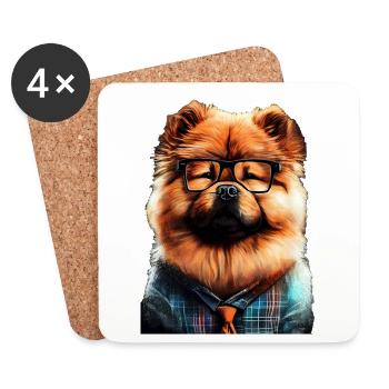 Chow Chow Chien Moch - Dessous de verre (lot de 4) - blanc - Devant