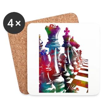 Échecs #chess #sport - Dessous de verre (lot de 4) - blanc - Devant