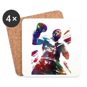 Sports de boxe #boxing - Dessous de verre (lot de 4) - blanc - Devant