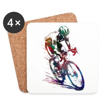 Cyclisme #cycling #sport #bike - Dessous de verre (lot de 4) - blanc - Devant
