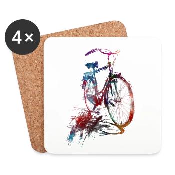 Cyclisme #cycling #sport #bike - Dessous de verre (lot de 4) - blanc - Devant