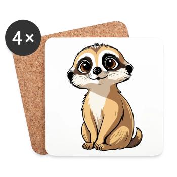 Erdmännchen Niedlich Illustration - Untersetzer (4er-Set) - Weiß - Vorne