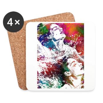 Natation féminine #sport - Dessous de verre (lot de 4) - blanc - Devant