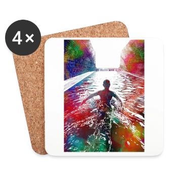Swimming sport art #swimmer #sport - Coasters (set of 4) - white - Front