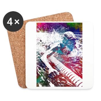Swimming sport art #swimmer #sport - Coasters (set of 4) - white - Front