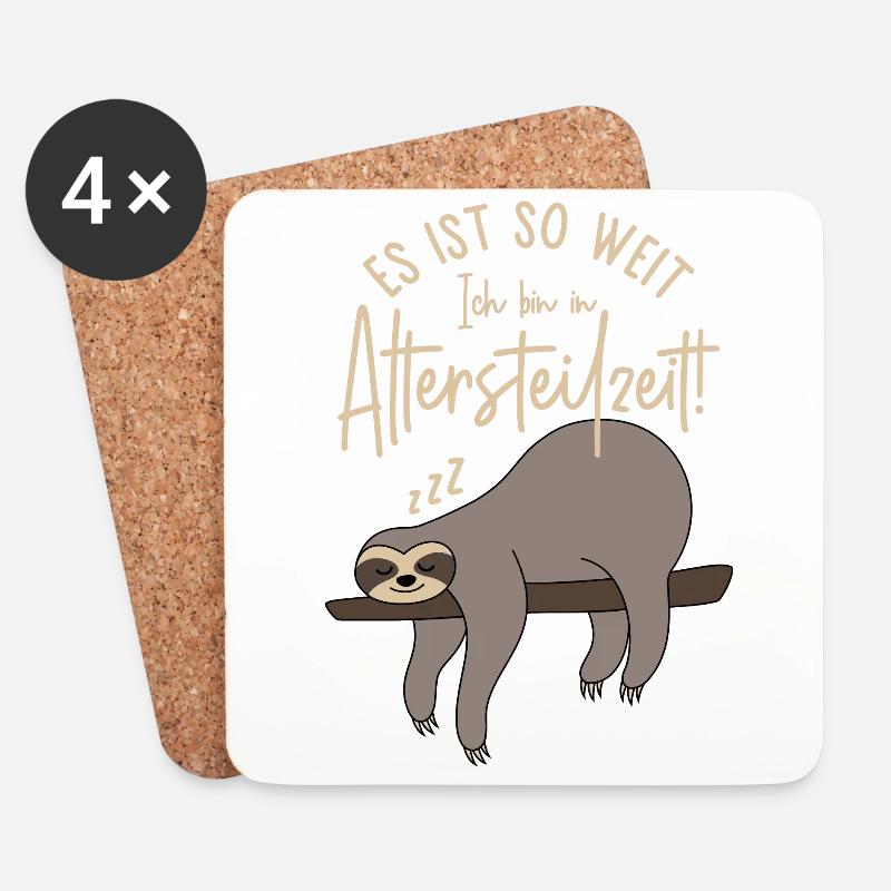 Faultier Es ist so weit Ich bin in Altersteilzeit - Untersetzer (4er-Set) - Weiß