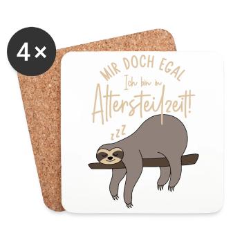 Faultier Mir doch egal Ich bin in Altersteilzeit - Untersetzer (4er-Set) - Weiß - Vorne