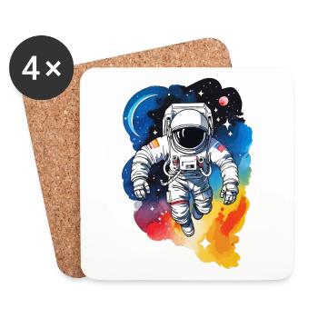 Aquarelle d’astronaute Aquarelle - Dessous de verre (lot de 4) - blanc - Devant