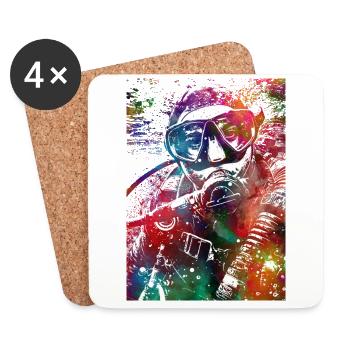 Scuba diver sport #diver - Coasters (set of 4) - white - Front