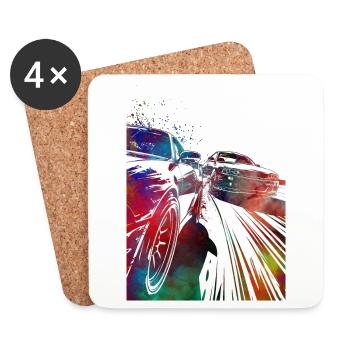 Voitures de course #racing #sport - Dessous de verre (lot de 4) - blanc - Devant