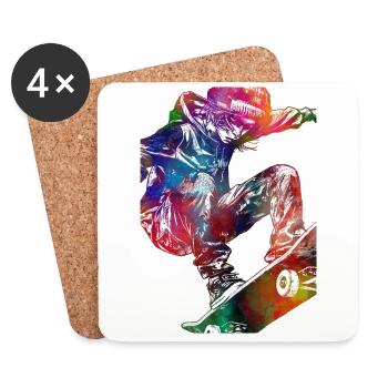 Skateboard #skate #skateboard #sport - Coasters (set of 4) - white - Front