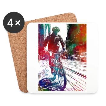 Cyclisme #cycling #sport #bike - Dessous de verre (lot de 4) - blanc - Devant