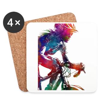 Cyclisme #cycling #sport #bike - Dessous de verre (lot de 4) - blanc - Devant