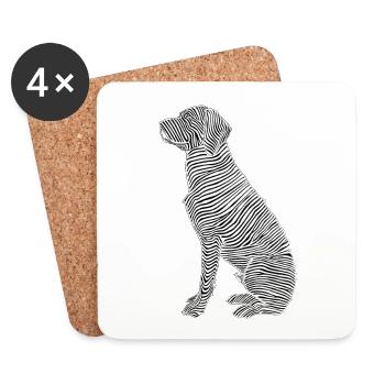 Lines art dog #dog - Coasters (set of 4) - white - Front