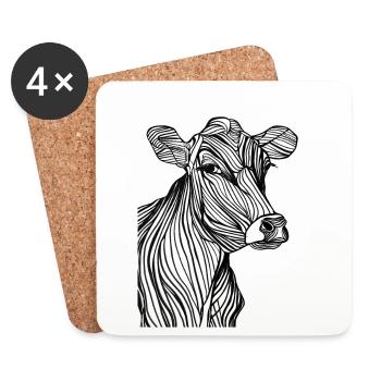 Art Lines #cow - Coasters (set of 4) - white - Front