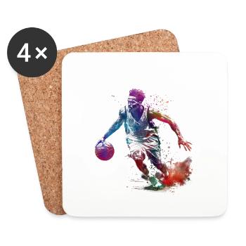 Basketball sport art #basketball - Coasters (set of 4) - white - Front