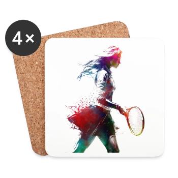 Joueur de tennis sport art #tennis #sport - Dessous de verre (lot de 4) - blanc - Devant