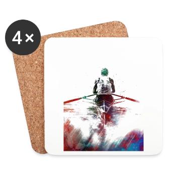 Kayak art sportif#kayak - Dessous de verre (lot de 4) - blanc - Devant