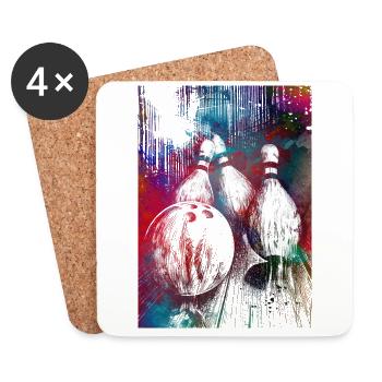 Bowling sport art #bowling #sport - Coasters (set of 4) - white - Front