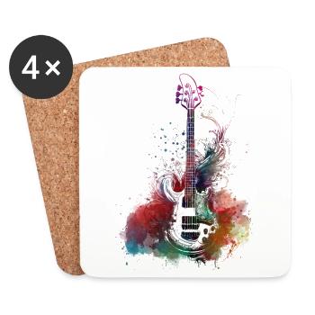 Gitarrenmusik Kunst - Untersetzer (4er-Set) - Weiß - Vorne