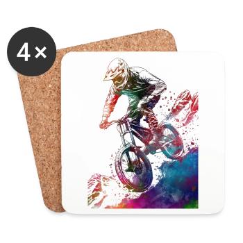 Mountain biker sport art #sport #bike - Coasters (set of 4) - white - Front