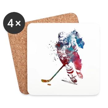 Joueur de hockey sportif - Dessous de verre (lot de 4) - blanc - Devant