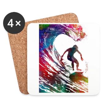 Surfer sport art #surfer #sport - Coasters (set of 4) - white - Front