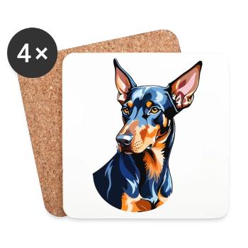 Dobermann Wasserfarben - Untersetzer (4er-Set) - Weiß - Vorne