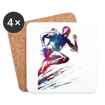 Runner sport art #runner #sport #jogging - Dessous de verre (lot de 4) - blanc - Devant