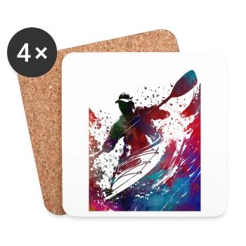 Kayaking sport art#kayaking - Coasters (set of 4) - white - Front