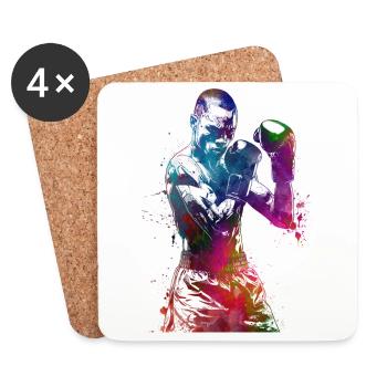 Boxe sportive #boxing - Dessous de verre (lot de 4) - blanc - Devant