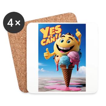 Crème glacée, cadeau pour les amateurs de crème glacée - Dessous de verre (lot de 4) - blanc - Devant