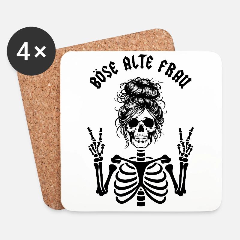 Böse alte Frau - Untersetzer (4er-Set) - Weiß
