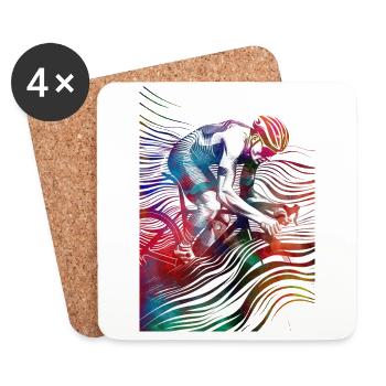 Cycling Bike sport art #cycling - Coasters (set of 4) - white - Front