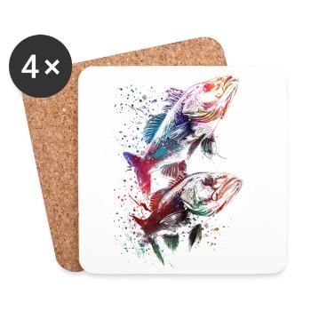 Fishing sport art #fishing - Coasters (set of 4) - white - Front