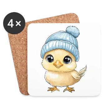 poulet mignon bébé enfants animal poussin dessin animé - Dessous de verre (lot de 4) - blanc - Devant