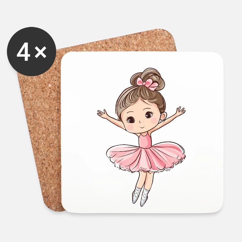 Ballerina mit Sternen - Untersetzer (4er-Set) - Weiß