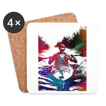 Art sportif du kayak#kayak - Dessous de verre (lot de 4) - blanc - Devant