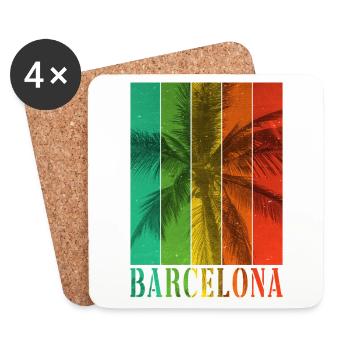 Barcelona Spanien Sommer Palmen Strand Meer Urlaub - Untersetzer (4er-Set) - Weiß - Vorne