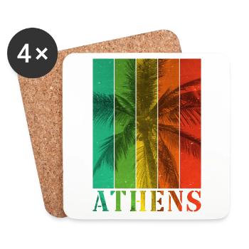 Athènes Grèce Été Palmiers Plage Mer - Dessous de verre (lot de 4) - blanc - Devant