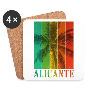 Alicante Espagne Été Palmiers Plage Mer Vacances - Dessous de verre (lot de 4) - blanc - Devant