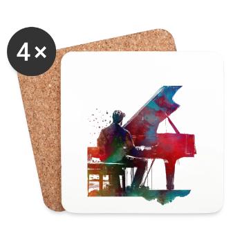 Pianiste art musical - Dessous de verre (lot de 4) - blanc - Devant
